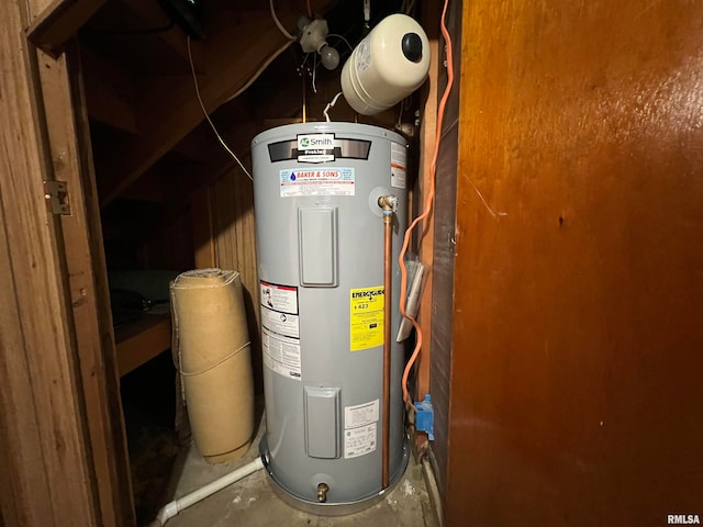 utility room with electric water heater