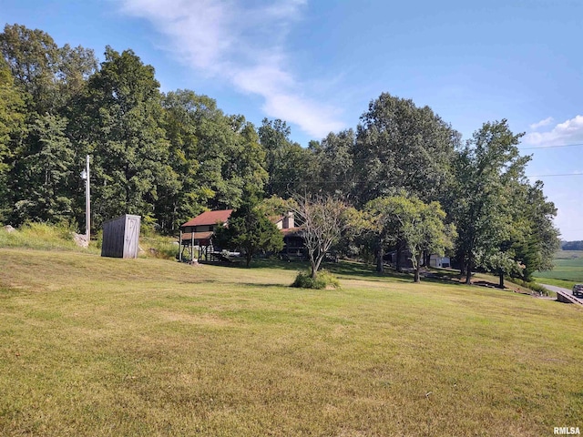 view of yard with an outdoor structure