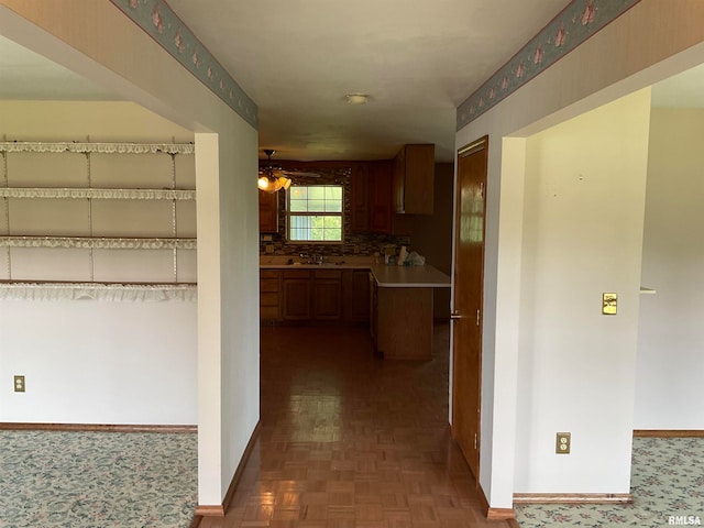 hallway with sink