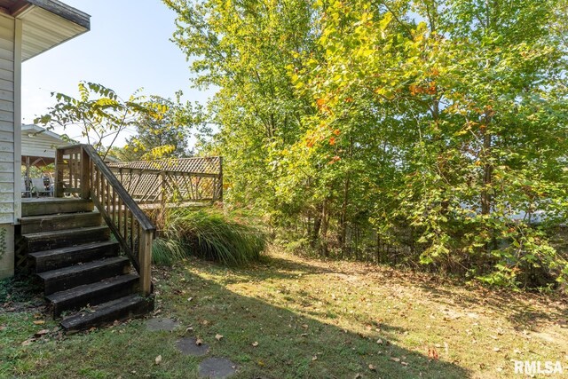 25 Lees Dr, Creal Springs, IL 62922 - view of yard featuring stairway and a deck