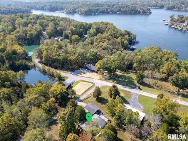 25 Lees Dr, Creal Springs, IL 62922 - birds eye view of property featuring a wooded view and a water view