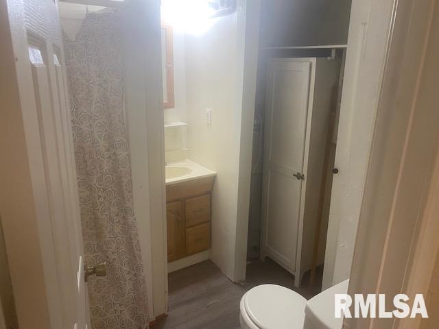 1808 Pine St, Murphysboro, IL 62966 - full bath featuring wood finished floors, vanity, and toilet
