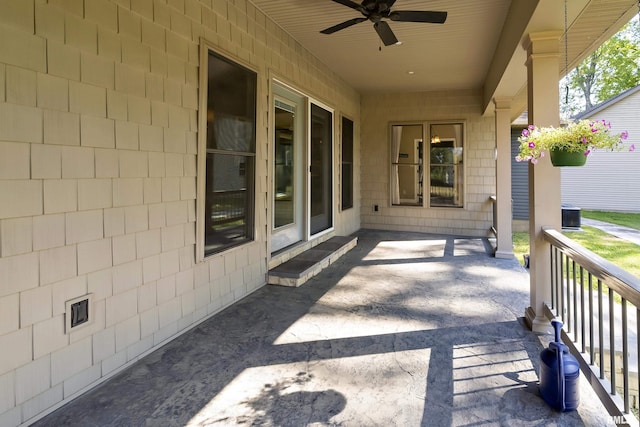 view of patio / terrace with ceiling fan