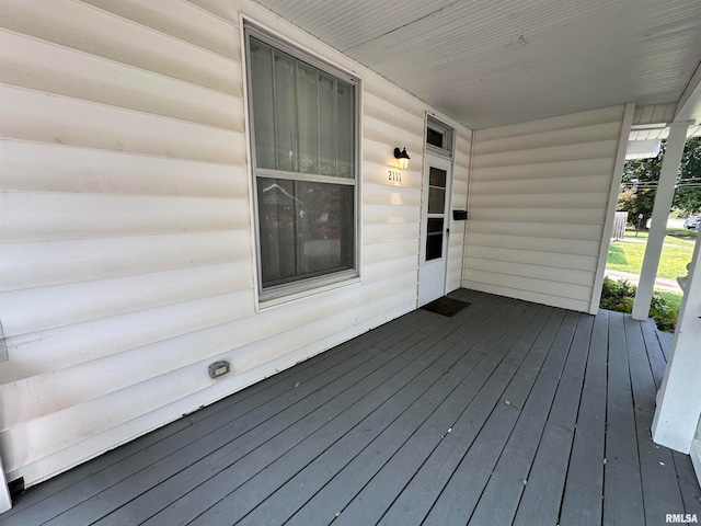 deck featuring a porch