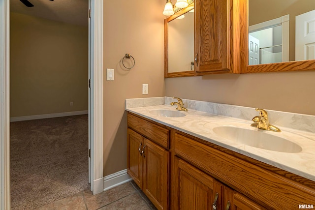 bathroom featuring vanity and tile patterned floors