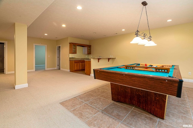 recreation room featuring carpet floors and pool table