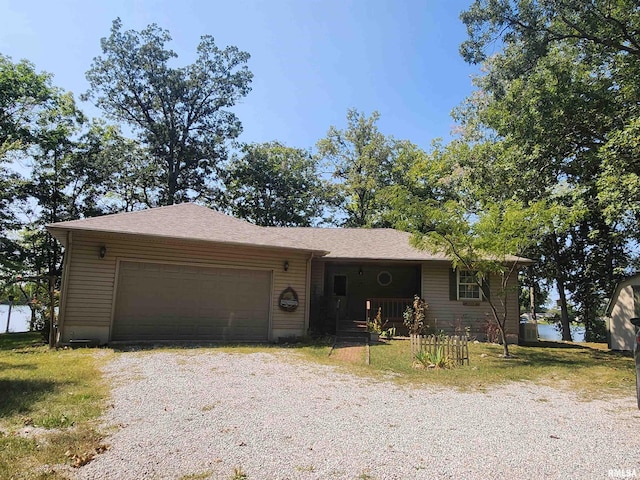 single story home with a garage