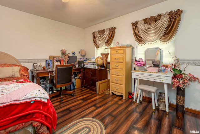 bedroom featuring dark hardwood / wood-style floors