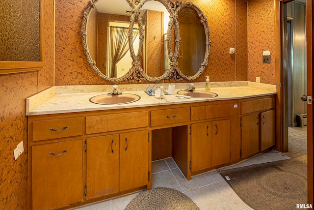 bathroom featuring vanity and tile patterned floors