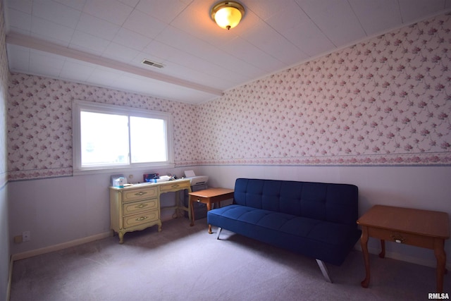 sitting room with carpet floors