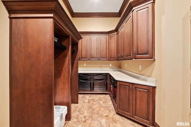 interior space featuring crown molding