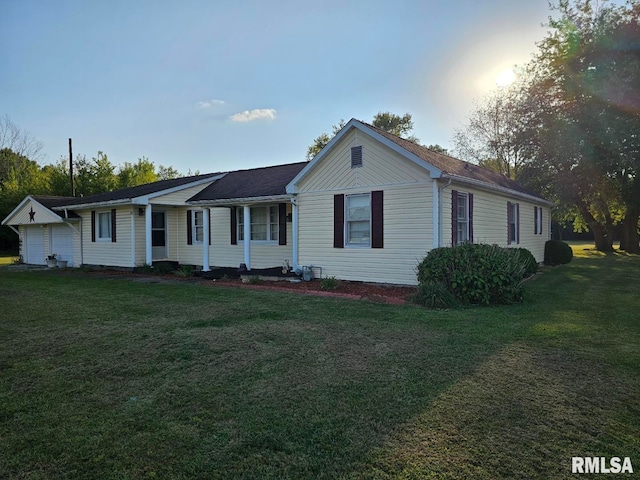 ranch-style house with a front lawn