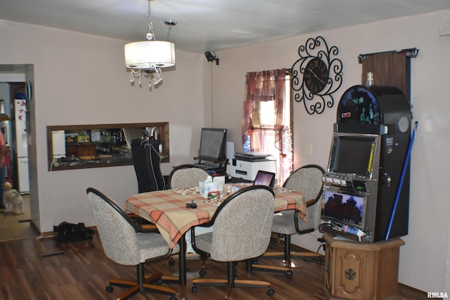 office area featuring dark wood-type flooring