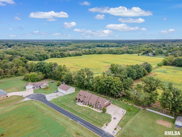 drone / aerial view with a rural view