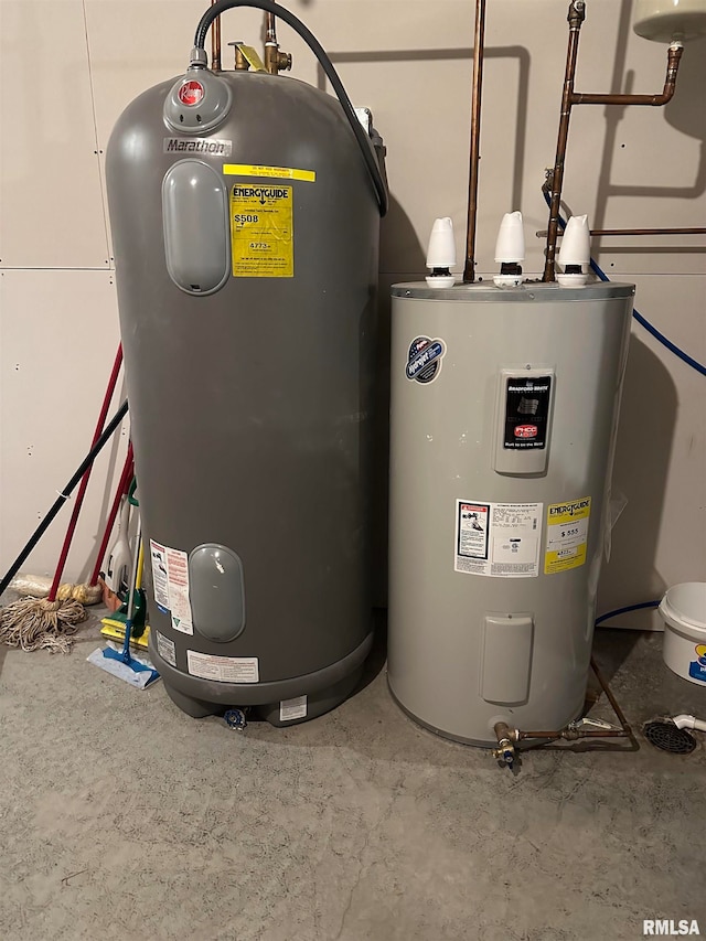 utility room featuring water heater