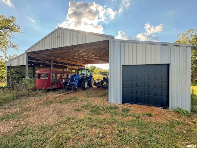 exterior space with a garage