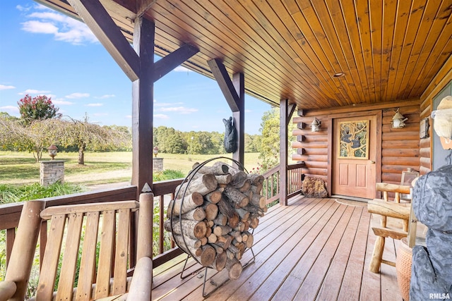 deck featuring covered porch