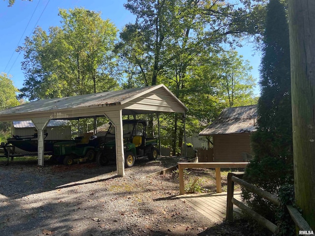 exterior space featuring a carport