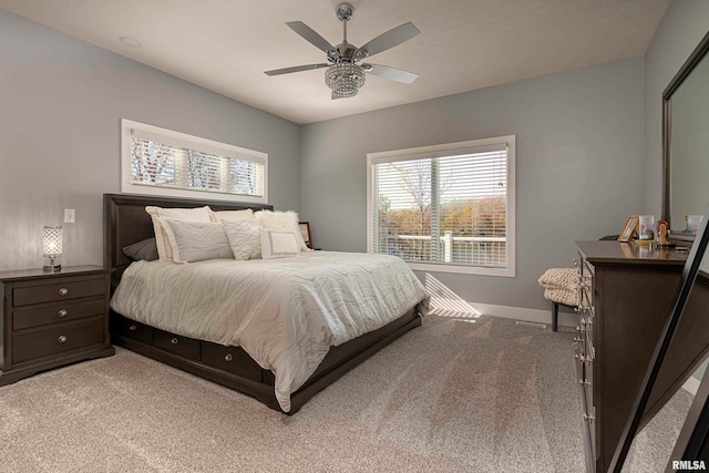 bedroom featuring carpet and ceiling fan