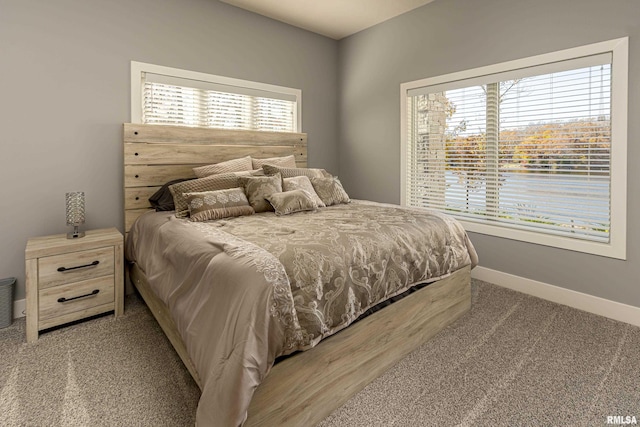 bedroom featuring carpet flooring and multiple windows