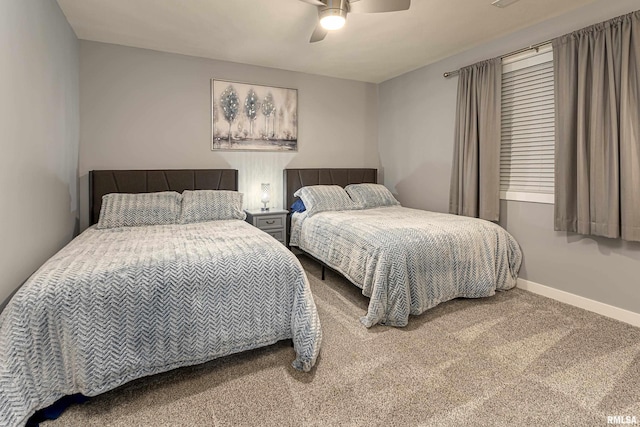 bedroom with carpet floors and ceiling fan