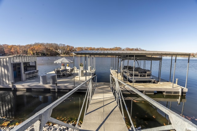 dock area featuring a water view