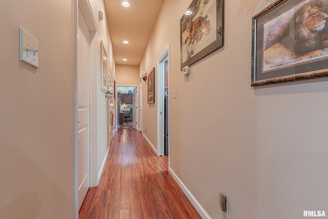 2022 W Main St, Salem, IL 62881 - corridor with baseboards, recessed lighting, and hardwood / wood-style flooring
