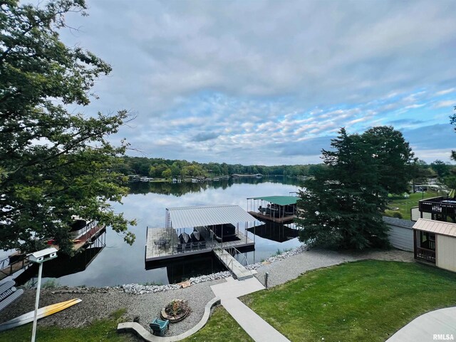 property view of water featuring a dock