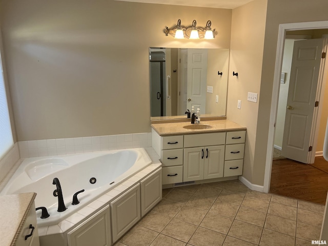 1803 N Dawn Dr, Marion, IL 62959 - full bath with a jetted tub, tile patterned floors, and vanity