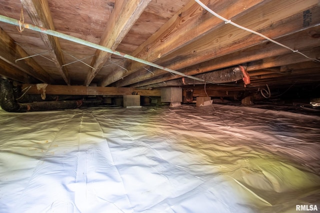 view of unfinished attic