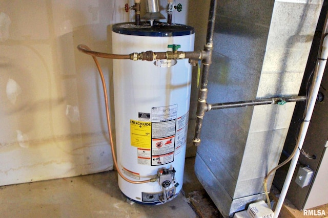 utilities with gas water heater and heating unit