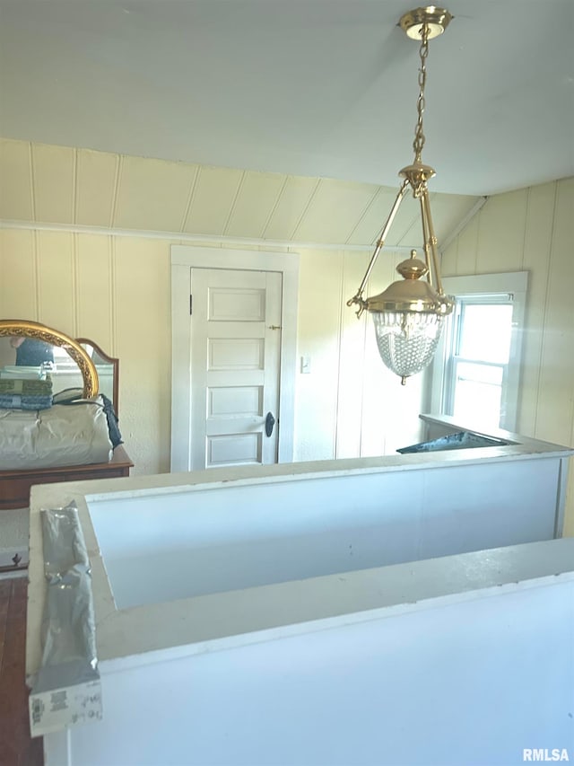 interior space featuring lofted ceiling