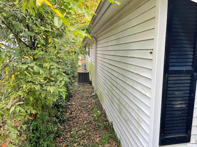 view of home's exterior featuring central air condition unit