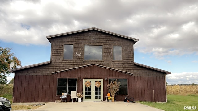 back of house with french doors