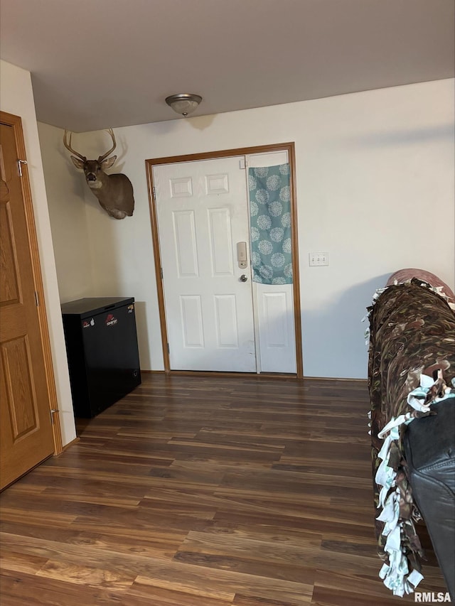 foyer with dark hardwood / wood-style flooring