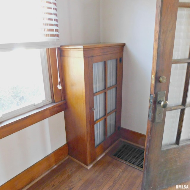 foyer entrance featuring dark hardwood / wood-style floors