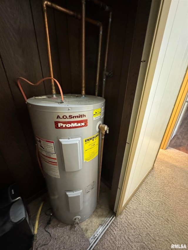 utility room with water heater