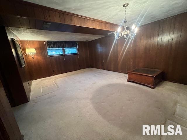 basement with wood walls