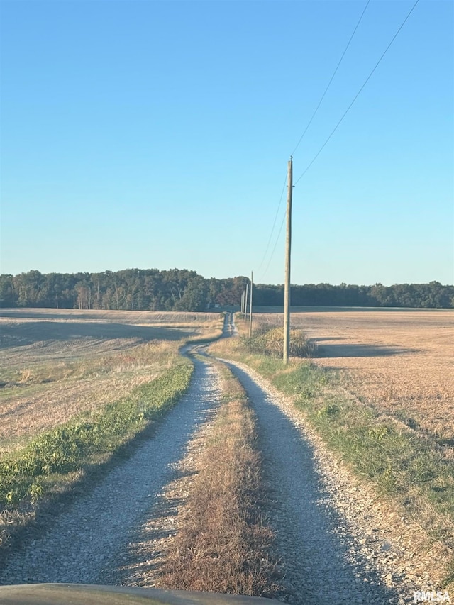 view of road with a rural view