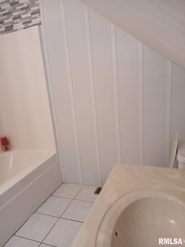 9735 Branch Rd, Oakdale, IL 62268 - bathroom with a sink, a bath, and tile patterned floors