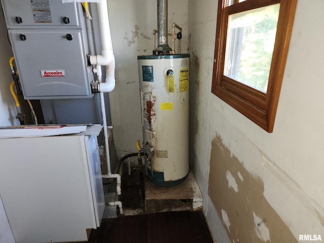 utility room with gas water heater