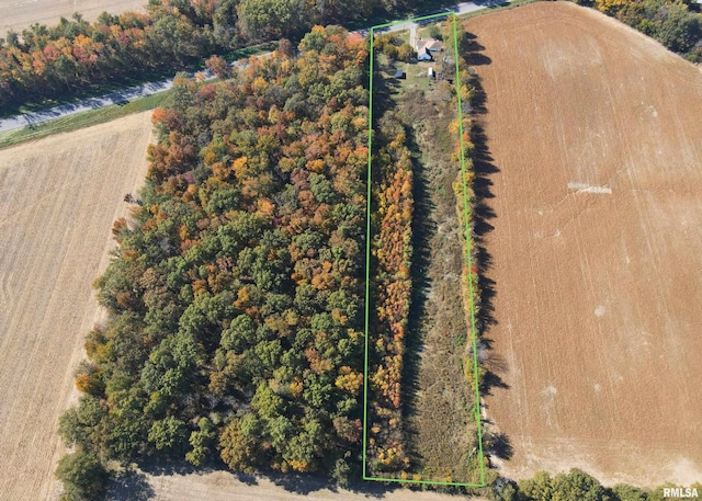 birds eye view of property featuring a rural view