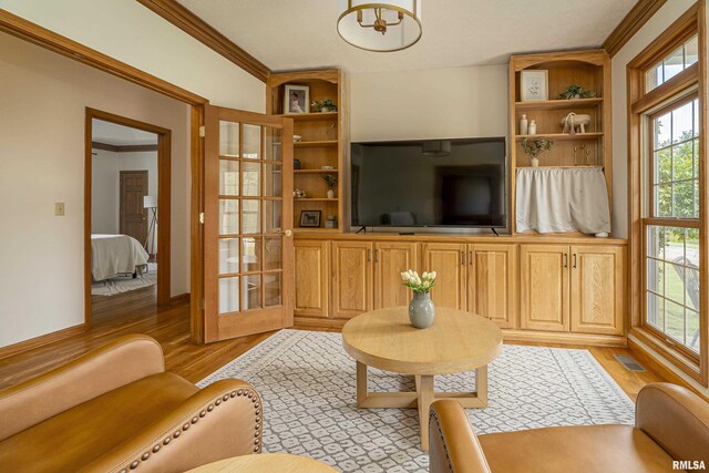 5345 State Route 127th Hwy, Cobden, IL 62920 - living area featuring light wood-style flooring, healthy amount of natural light, ornamental molding, and a chandelier