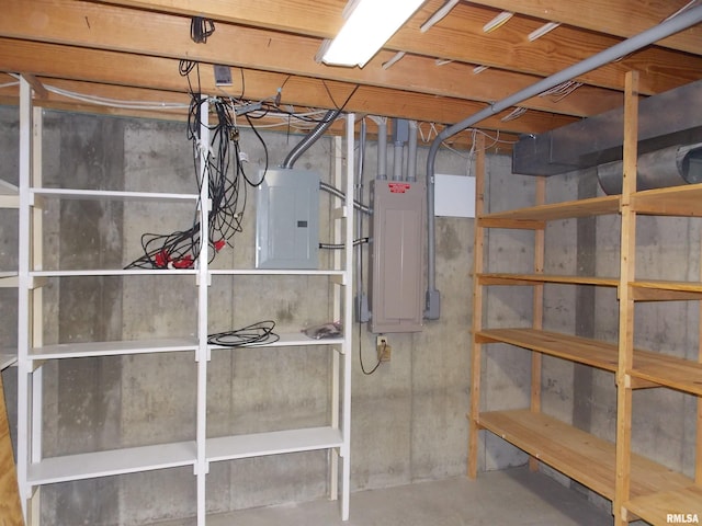 basement with electric panel