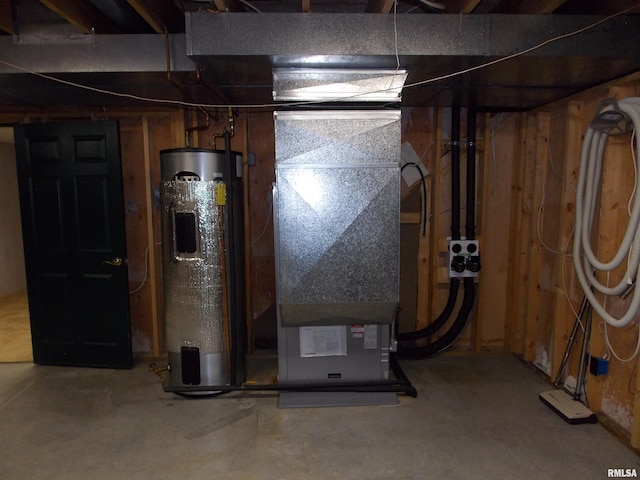 utilities with water heater and heating unit