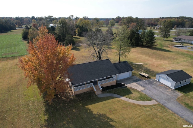 aerial view featuring a rural view