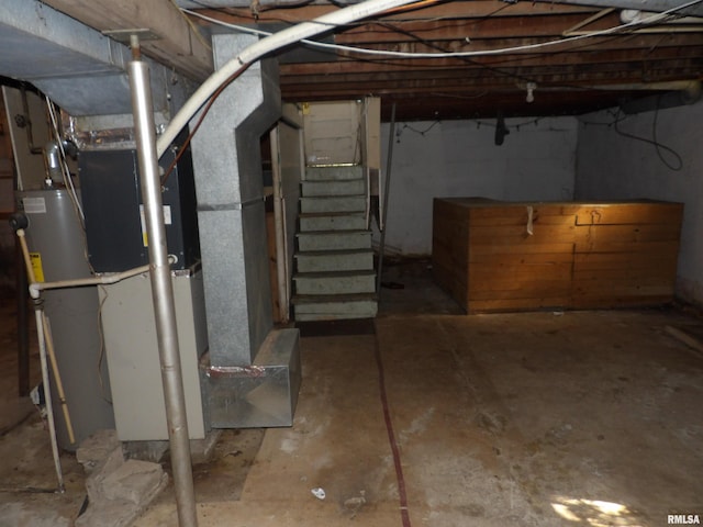 basement with gas water heater