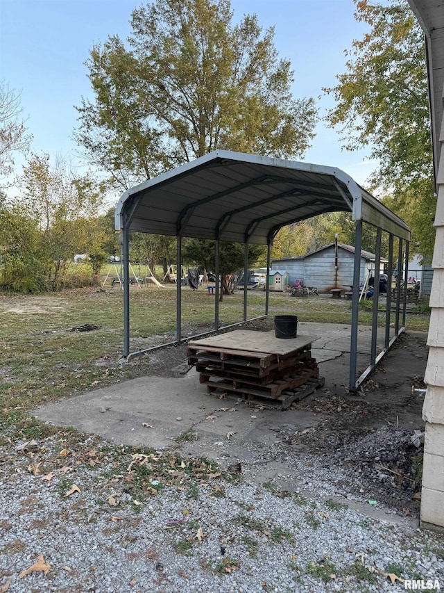 view of parking with a carport