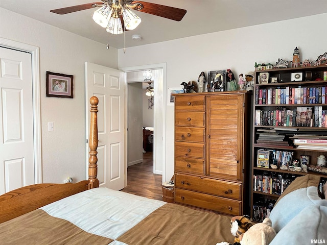 104 Townhouse Dr, Cambria, IL 62915 - bedroom featuring a ceiling fan and wood finished floors