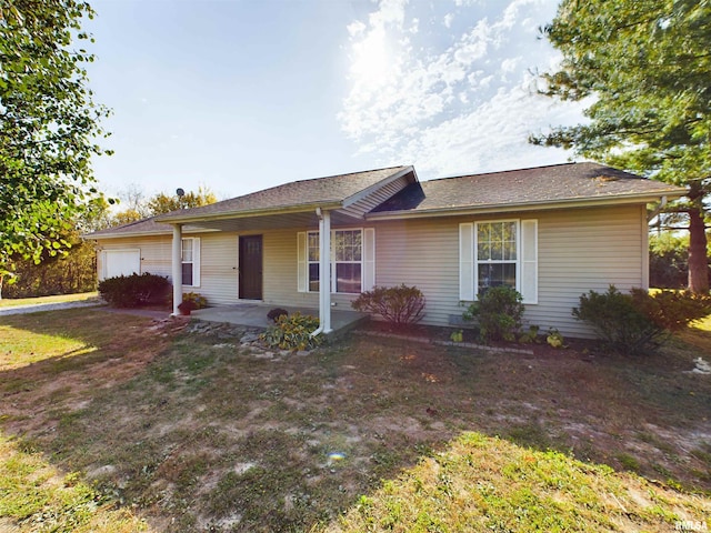 single story home with a garage